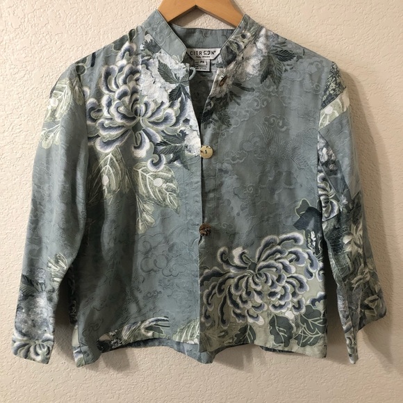 Citron Jackets & Blazers - Citron Santa Monica Floral Oriental Blazer Jacket in Floral Blues - Size SP